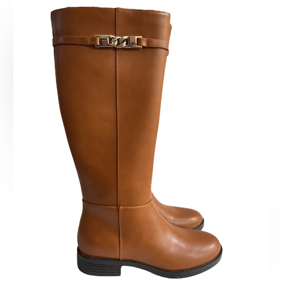 BANDOLINO Romi Womens Faux Leather Round Toe Knee-High Boots in Medium Natural 7 - Picture 6 of 15